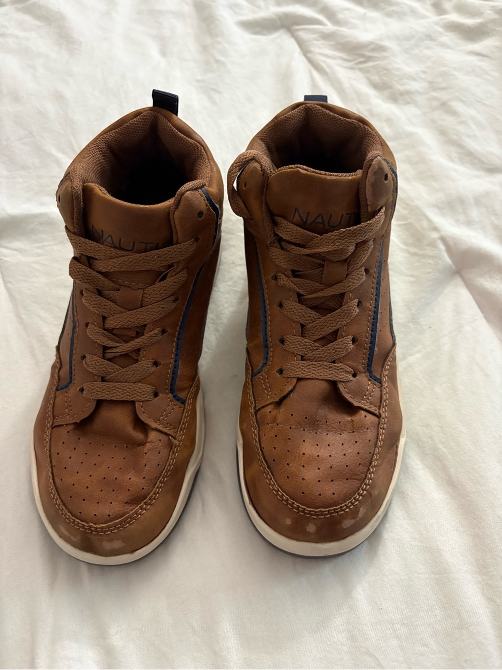 Nautica Brown and Blue Men's High-Top Sneakers
